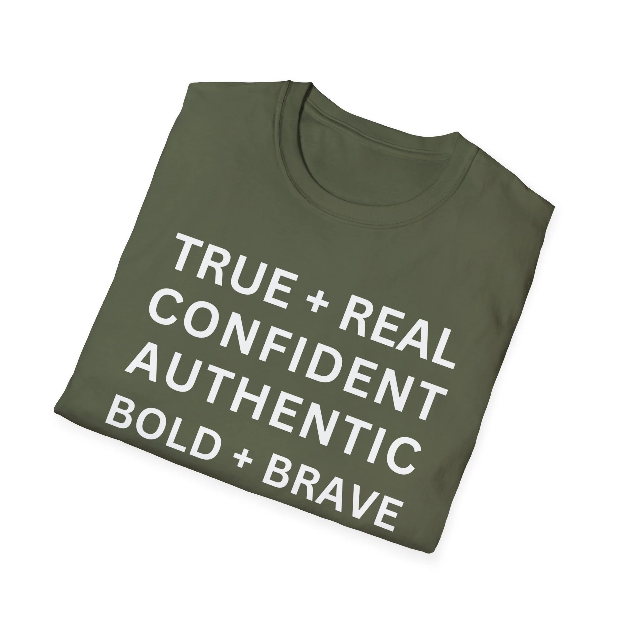 Inspirational 'TRUE + REAL CONFIDENT AUTHENTIC BOLD + BRAVE WOMAN Heavy Cotton Tee' T-Shirt - Image 18