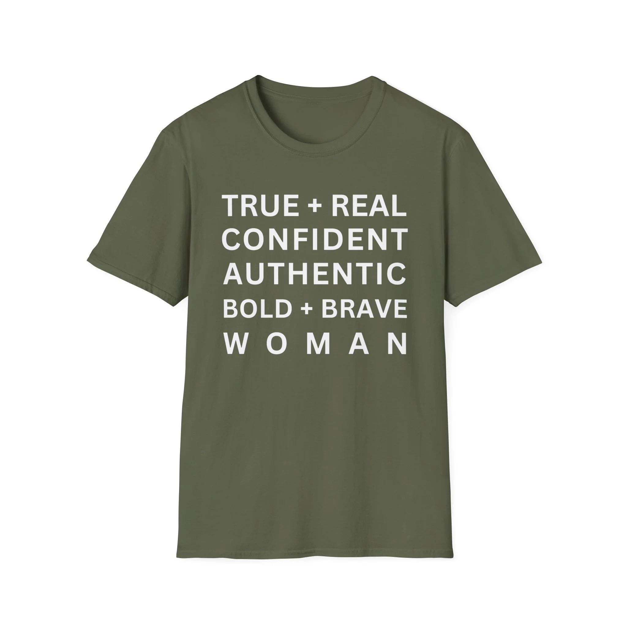 Inspirational 'TRUE + REAL CONFIDENT AUTHENTIC BOLD + BRAVE WOMAN Heavy Cotton Tee' T-Shirt - Image 3