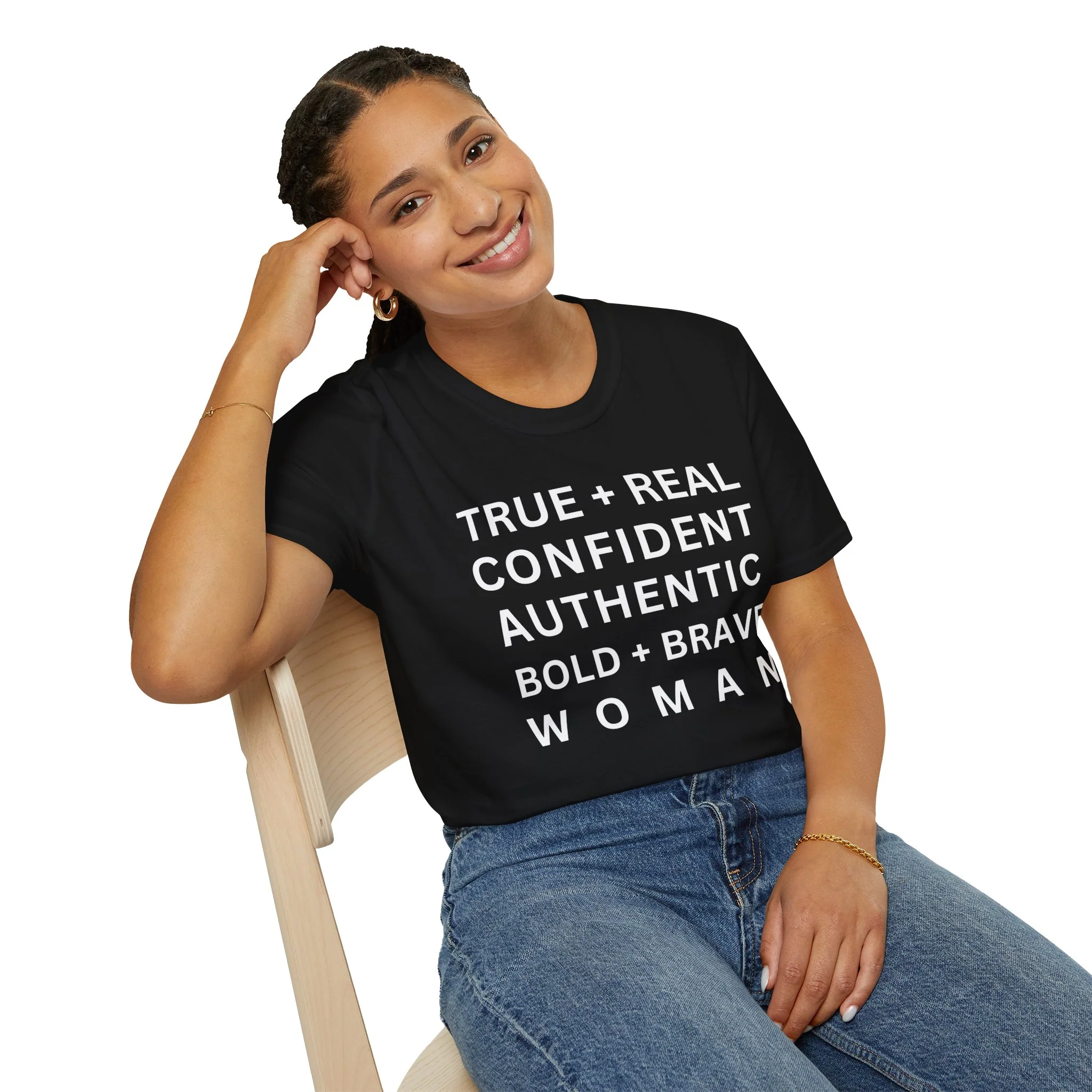 Inspirational 'TRUE + REAL CONFIDENT AUTHENTIC BOLD + BRAVE WOMAN Heavy Cotton Tee' T-Shirt - Image 9