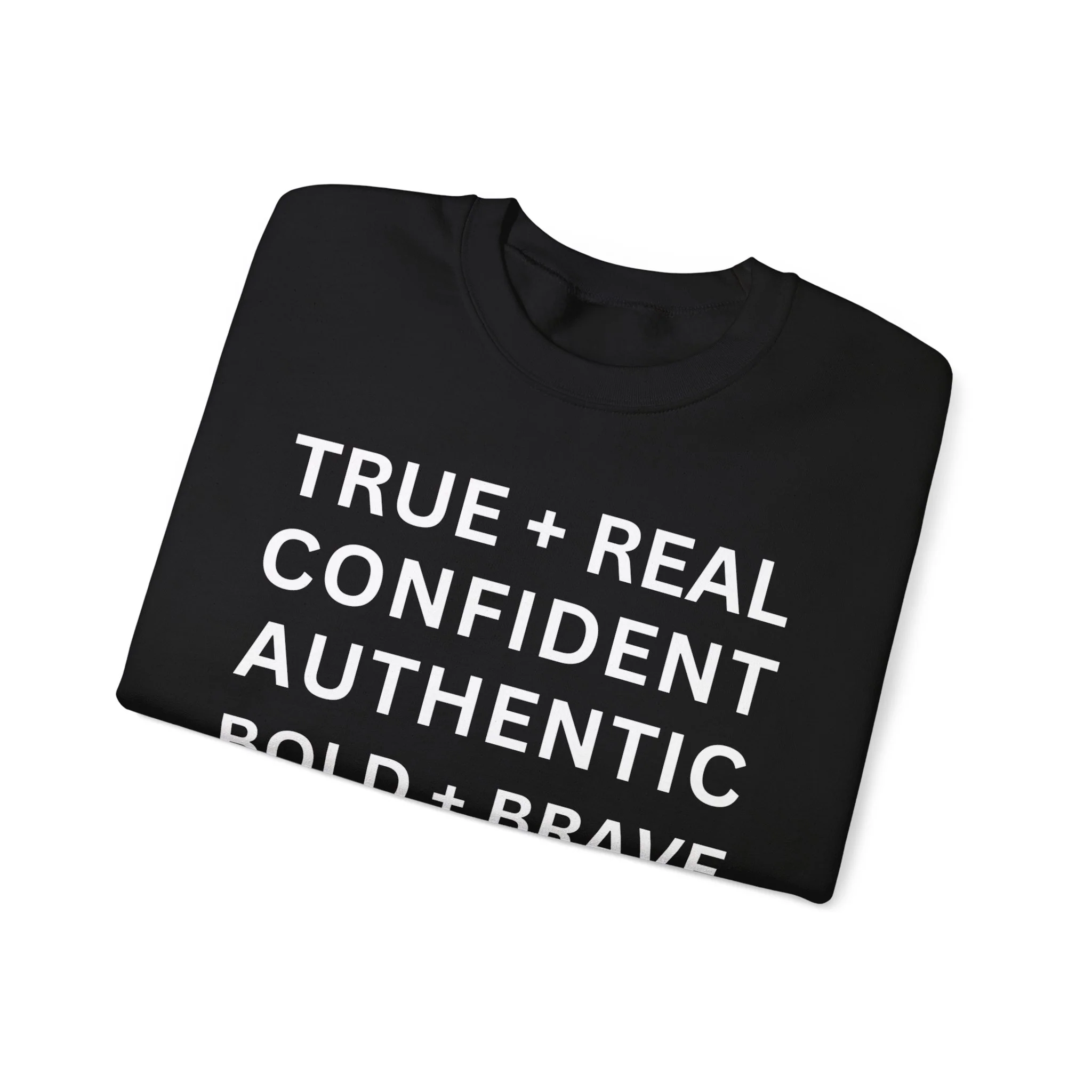 TRUE + REAL CONFIDENT AUTHENTIC BOLD + BRAVE WOMAN Heavy Blend™ Crewneck Sweatshirt - Image 15
