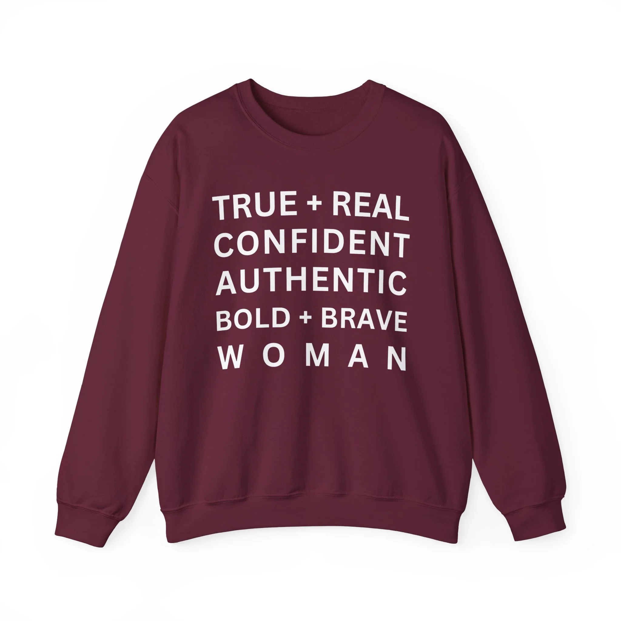 TRUE + REAL CONFIDENT AUTHENTIC BOLD + BRAVE WOMAN Heavy Blend™ Crewneck Sweatshirt - Image 4