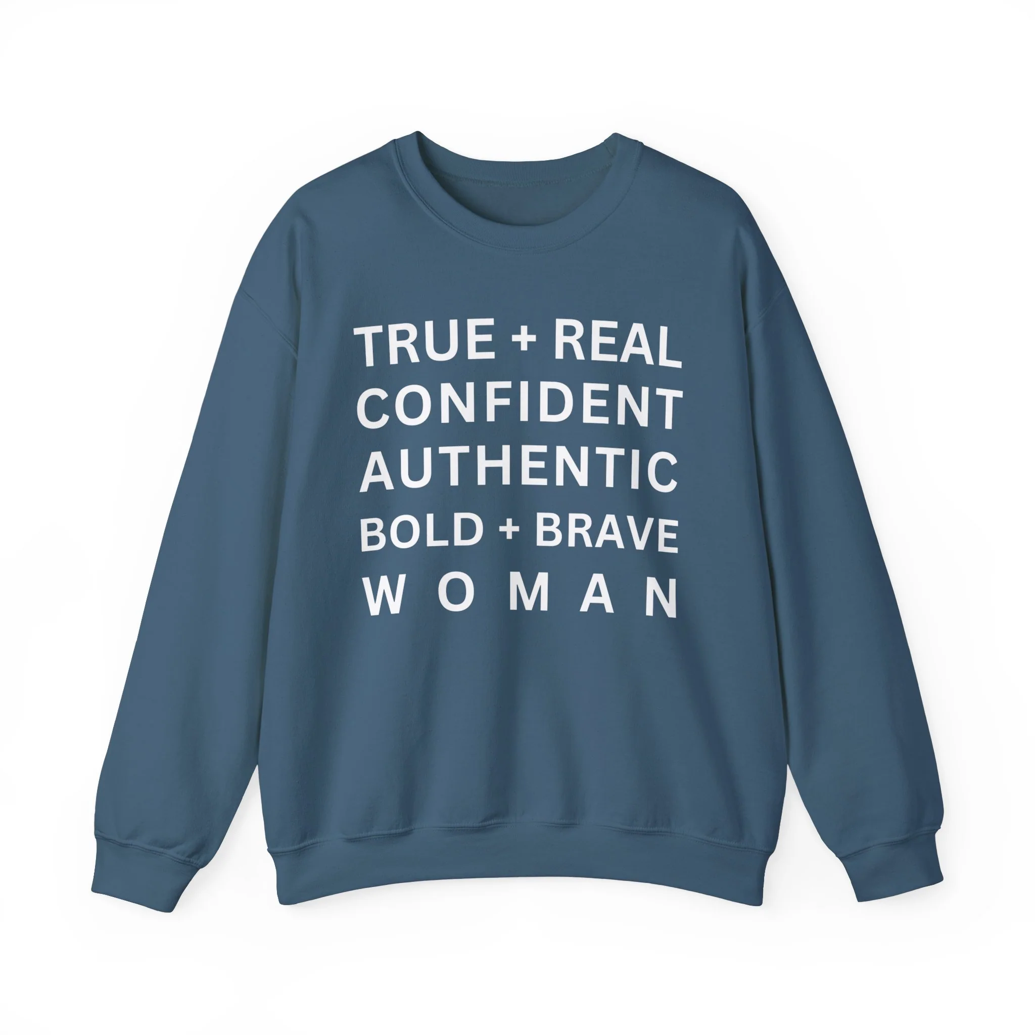 TRUE + REAL CONFIDENT AUTHENTIC BOLD + BRAVE WOMAN Heavy Blend™ Crewneck Sweatshirt - Image 8