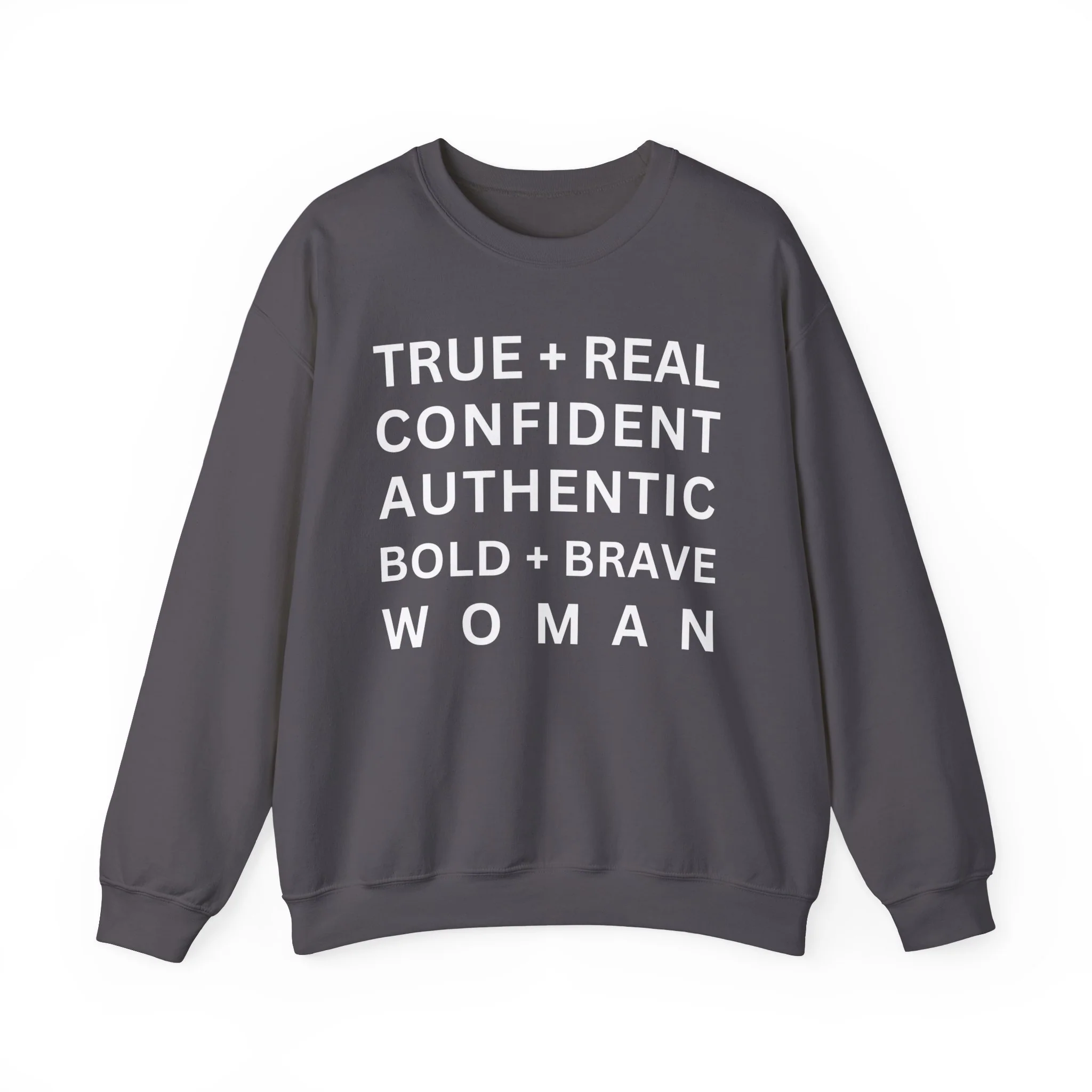 TRUE + REAL CONFIDENT AUTHENTIC BOLD + BRAVE WOMAN Heavy Blend™ Crewneck Sweatshirt - Image 9