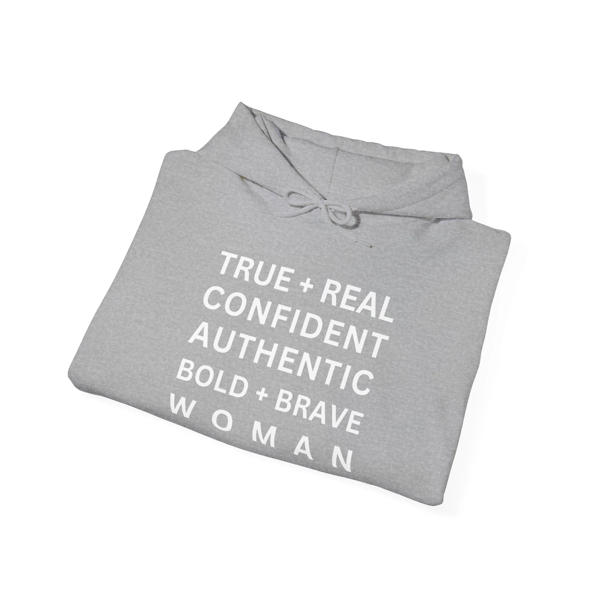 TRUE + REAL CONFIDENT AUTHENTIC BOLD + BRAVE WOMAN Heavy Blend™ Hooded Sweatshirt - Image 25